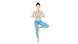 © aisyah - A serene vector illustration of a fit woman performing a mindful tree pose, demonstrating body balance and inner peace for a holistic wellness