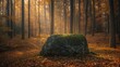 © TheWaterMeloonProjec - Single rock formations amid forest setting during fall, highlighting natural landscape and moss coverage