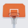 © NUR - Orange basketball backboard with white net and rim hoop