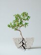 © Anat art - A small plant grows from a stone, showing resilience as it adapts to its harsh environment while cracks form around its roots.