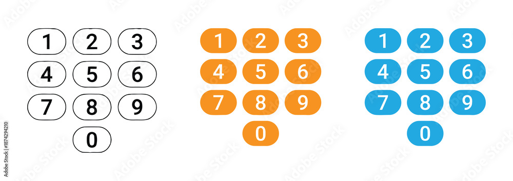 Keypad icon collection. Smartphone dial keypad icon on light background ...
