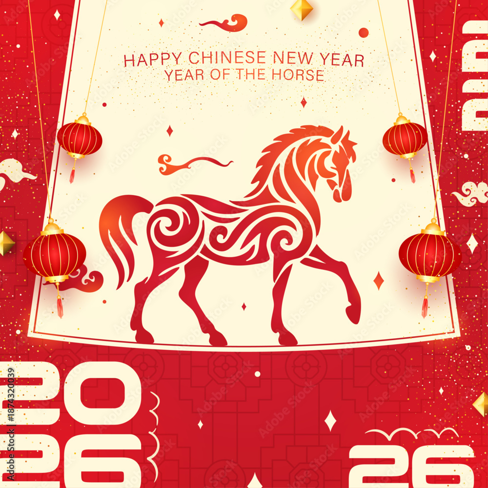 Image vectorielle Stock Chinese New Year 2026 Year of the Horse ...