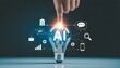 © Kornal - Innovative artificial intelligence concept with light bulb and icons