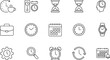 © Bahadur - Professional time management icon set featuring coffee break hourglass calendars briefcase and alarm symbols for business productivity planning.