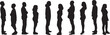 © Curto - vector,  silhouette of side view of a group  of woman and man standing