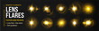 © RDVector - Lens flare light yellow with sparkle effect ray and background glow flash burst. Camera shine star with sun glare spark explosion and spotlight bright radiance.
