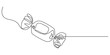 © Vector Man - Candy in one continuous line drawing, Caramel and chocolate sweet in wrapper paper symbol for candy shop concept or web banner in simple linear style. Contour icon. Doodle vector illustration