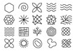 © Galina - Nature's Geometric Patterns. Line style icons of nature’s geometry: hexagon, spiral, symmetry pattern, wave form, cellular texture