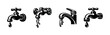 © 11ua - Water faucet vector icons set - taps, plumbing, drip symbols collection
