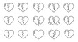 © Karim - Set of 15 broken heart outline symbols, perfect for graphic and web design, apps, adverts, and various cards. This vector cartoon illustration features a clean white background, offering versatile