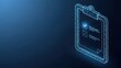 © Moon Guy - Digital clipboard with checklist and completed tasks represented by wireframe style on blue background