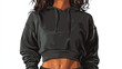 © King - Woman in black crop top hoodie vector illustration fashion apparel style trendy casual outfit design