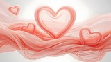 Flowing pink sheer fabric forming hearts against a soft white background