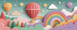© Atchariya63 - Colorful hot air balloon pastel cloud rainbow sky fantasy landscape dreamy background cute illustration star shape children art