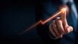 © victor - Businessman finger touching glowing upward arrow with growth chart representing financial growth, success and business performance