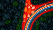 © MDJ - Vibrant highway cutting through dense forest landscape at night