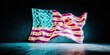 © Ryzhkov - Neon Glowing American Flag on Dark Chalkboard Backdrop with Glitch Effect for Patriotic Digital Marketing and Authentic Content