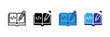 © Bar - Vector illustration icon collection of four icons depicting books with coding symbols and pencils in different colors on white background