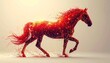 © Rahmat  - Majestic galloping horse rendered as a futuristic interconnected digital network of glowing red lines and golden dots symbolizing speed and power chinese new year. shio horse