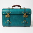 © kabir - Vintage style turquoise leather briefcase with gold accents