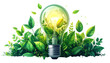 © Asif - Energy-efficient LED light bulb filled with green leaves and plants, eco concept illustration, soft glow, modern sustainability theme, isolated on transparent background