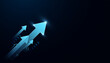 © Paradox-D - Upward blue arrow array with glow effects captures innovation, growth, and chart momentum. with Blue glowing arrows chart a path of upward progress concept
