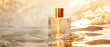 © petrrgoskov - Luxury perfume bottle with a golden cap placed on reflective golden liquid with gentle splash. Warm lighting and bokeh create an elegant, sensual atmosphere. Ideal for beauty, fragrance, and cosmetics