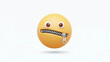 © hoy - A yellow emoji face with eyes wide open and a zipper closing its mouth