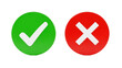 © Nicolae - Green check mark and red cross mark isolated PNG, right and wrong choice symbols on transparent background, approval and rejection icons