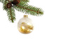 © Arif - Golden christmas ornament on pine branch isolated on white background