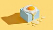© BlackLion - Fried egg on blue block with yellow background and egg yolk dripping down
