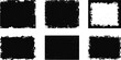 © smth.design - Set of six black and white distressed grunge textured frames with rough edges and speckled patterns