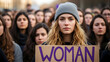 © Jayed Mia - A woman leads a crowd in a powerful protest or rally for women's rights and empowerment