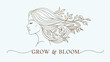 © Mambo_VG - Woman with flowers in hair elegant line art illustration serene profile portrait symbolizing growth and beauty