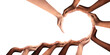 © Puttachat - Collaboration And Inclusion as Business Unity and diversity partnership as hands joining in a group of diverse people connected together shaped as a support circle symbol of group team.