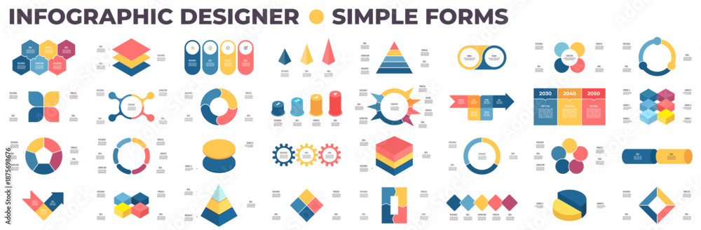 Pie chart collection. Simple charts for infographics, presentations ...