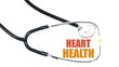 © TAIFUR - Close-up of a medical stethoscope with the words 'HEART HEALTH' in bold orange and red text, symbolizing cardiac care and well-being.