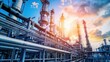 © paisorn - Industrial Complex with Pipelines at Dusk Under Colorful Sky