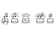 © Александр Михайлюк - Melodic Keystroke Icons. Melody-rich keystrokes: Line style icons of key press, note flare, rhythm arcs, audio curve, chord glow,
