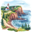© Aquir - Bay of Fundy. Bay of Fundy hand drawn watercolor illustration