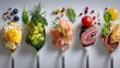 © Lancar Rejeki - Assortment of gourmet foods served on spoons in a minimalist setting