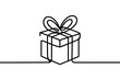 © Mushtaq - A simple line drawing of a gift box with a ribbon tied around it