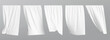 © elohimchik - White fluttering curtain set. Vector realistic illustration isolated on grey background.