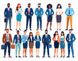 © ifkar - Diverse group of professionals in business attire, depicted in a clean and modern flat vector illustration style