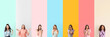 © Pixel-Shot - Set of many surprised women on color background