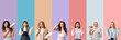 © Pixel-Shot - Set of many surprised people on color background