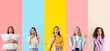 © Pixel-Shot - Set of many surprised women on color background