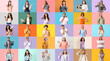 © Pixel-Shot - Collage with many surprised people on color background