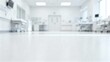 © design goodie - Blurred background of a modern clean hospital intensive care unit or emergency room with copy space on the floor