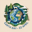 © Nibir - Papercraft earth day illustration celebrates global nature conservation with deer